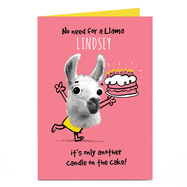 Personalised Pink Pet Shop Birthday Card - No Need For A Llama
