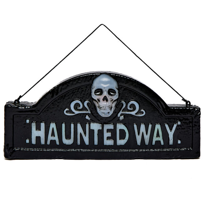 Haunted Way Light-Up Sign
