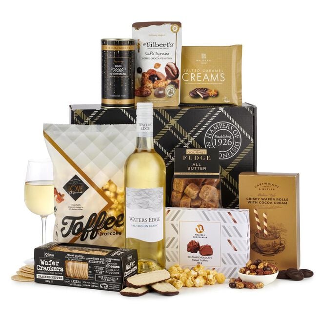 Scrumptious Selection Hamper With White Wine