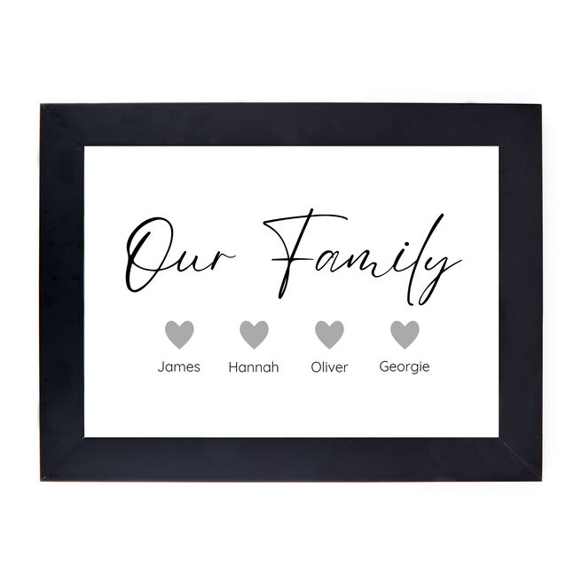 Personalised Our Family Print - Family of 4 Hearts