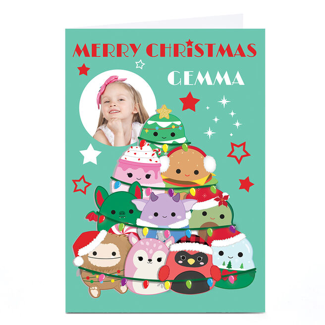 Photo Squishmallows Christmas Card - Cute Character Tree, Any Name