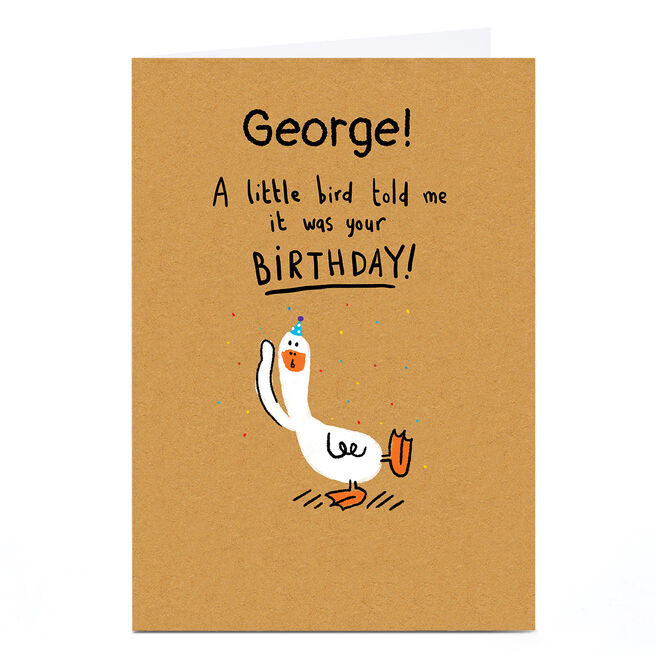 Personalised Hew Ma Birthday Card  - A Little Bird Told Me...