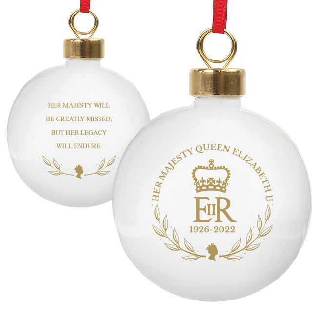 Personalised Commemorative Queen Elizabeth II Ceramic Bauble