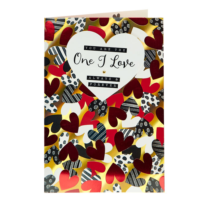 Valentine's Day Card - The One I Love Foil Hearts