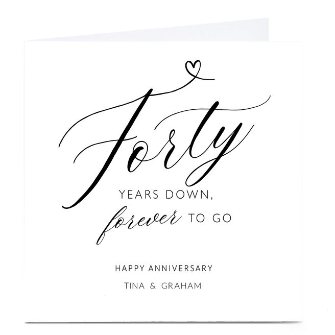 Personalised 40th Anniversary Card - Forty Years Down