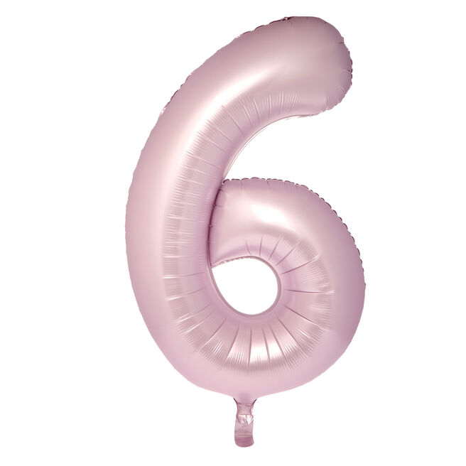 Large 34-Inch Pale Pink Foil Helium Number 6 Balloon - Uninflated