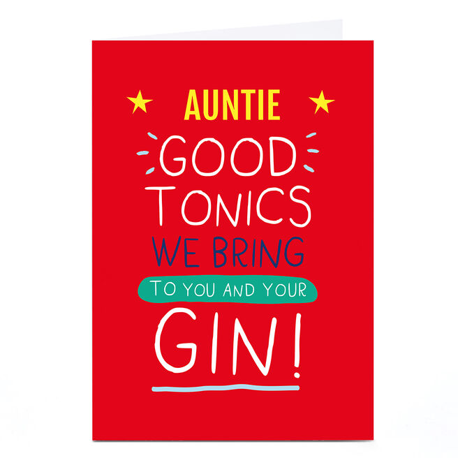 Personalised Smiley Happy People Christmas Card - Gin!