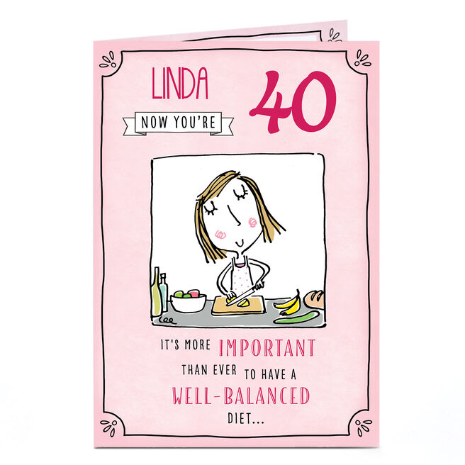 Personalised Birthday Card - Well-Balanced Diet, Editable Age