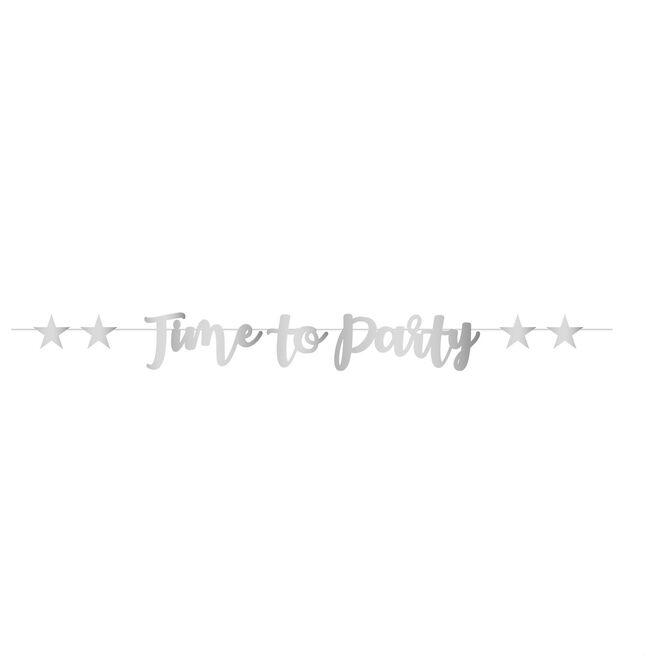 Silver Time To Party Script Letter Banner 
