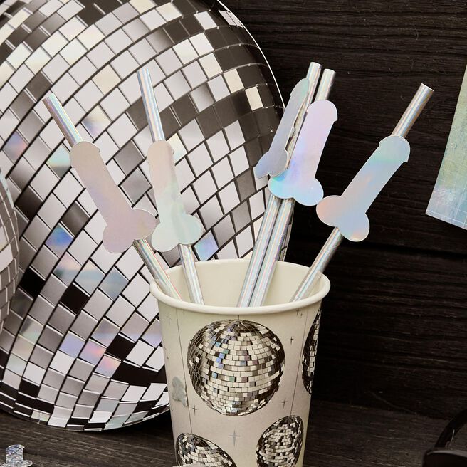 Disco Hen Paper Straws - Pack of 16