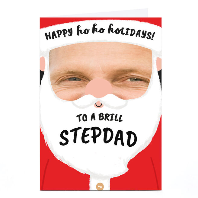 Photo Christmas Card - Santa Face, Stepdad