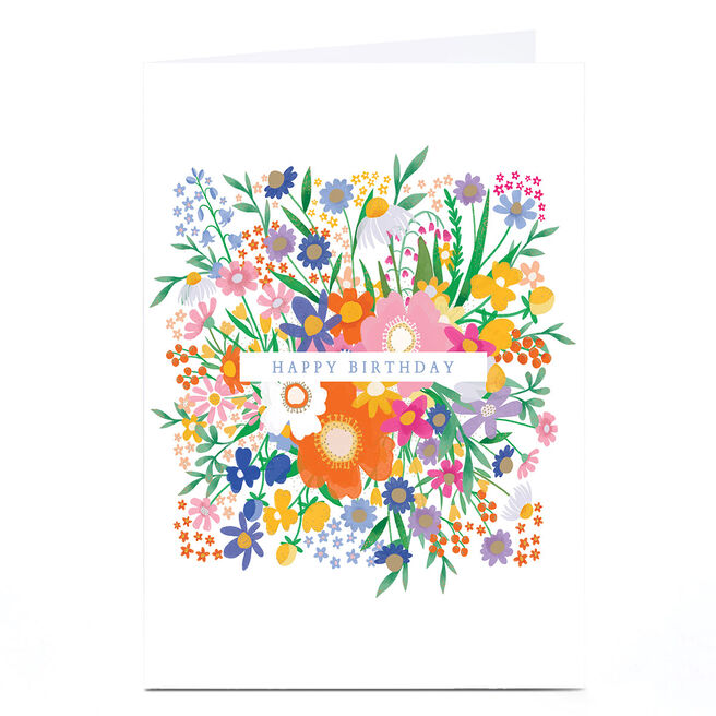 Personalised Birthday Card - Happy Birthday Bright Flowers 
