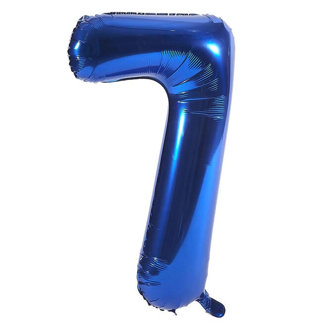 Blue Number 7 Foil Giant Helium Balloon (Deflated)