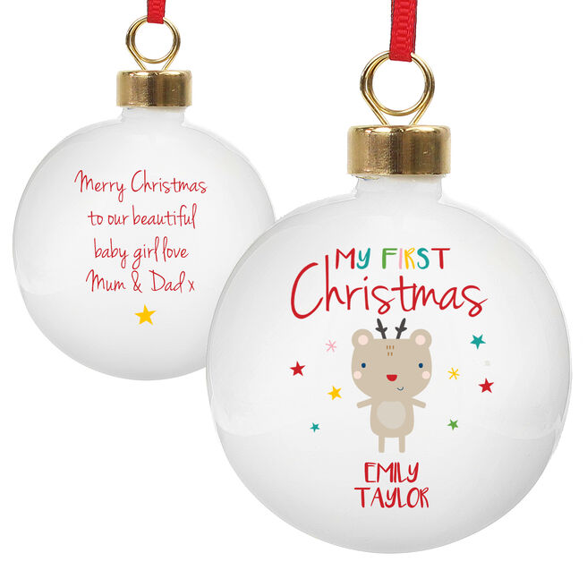 Personalised Bauble - My First Christmas Reindeer