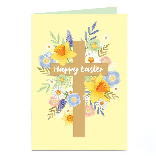 Personalised Easter Card - Cross and Daffodils 