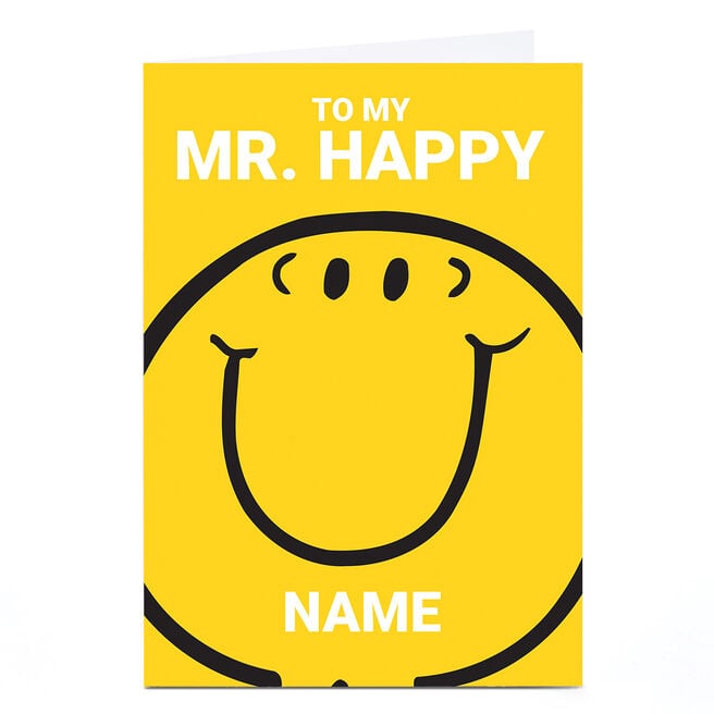 Personalised Birthday Card - Mr Men, Mr Happy, Any Name