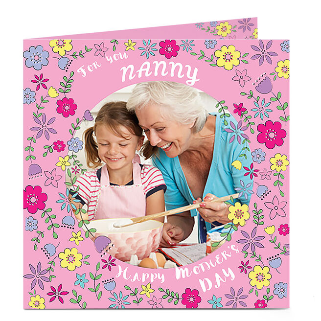 Photo Mother's Day Card - Nanny, Floral Downpour
