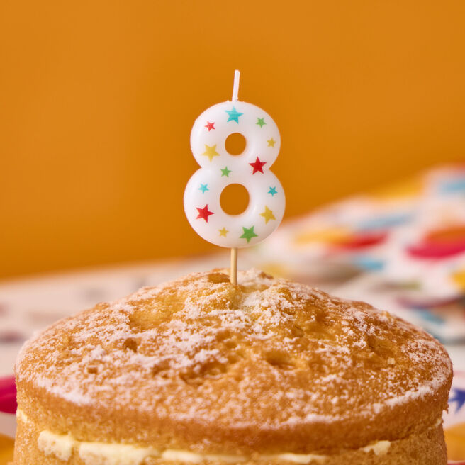 Star Print Number 8 Cake Candle