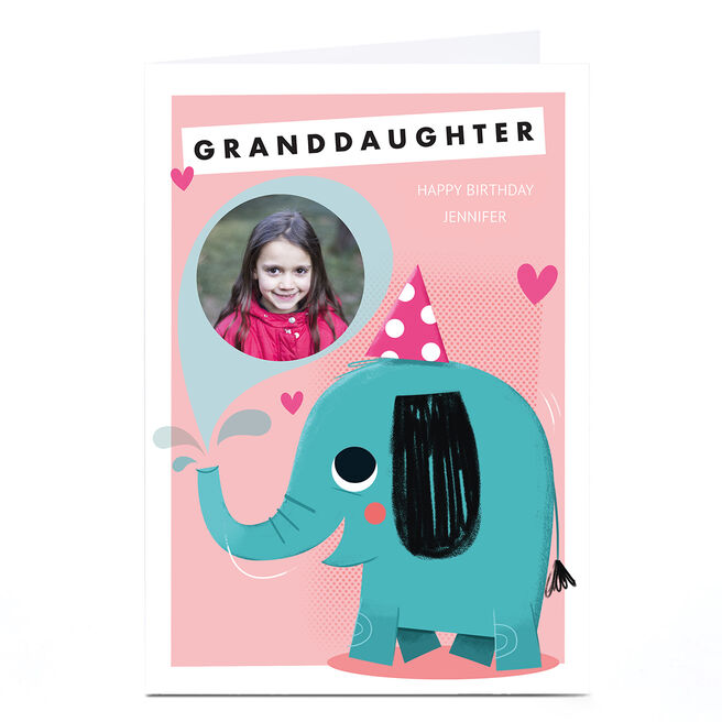 Photo Hello Munki Birthday Card - Granddaughter Elephant