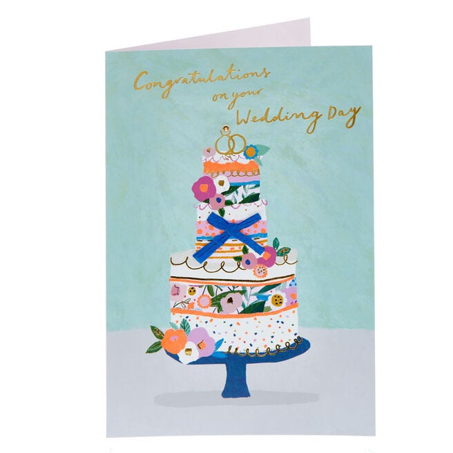 Colourful Floral Cake Wedding Card