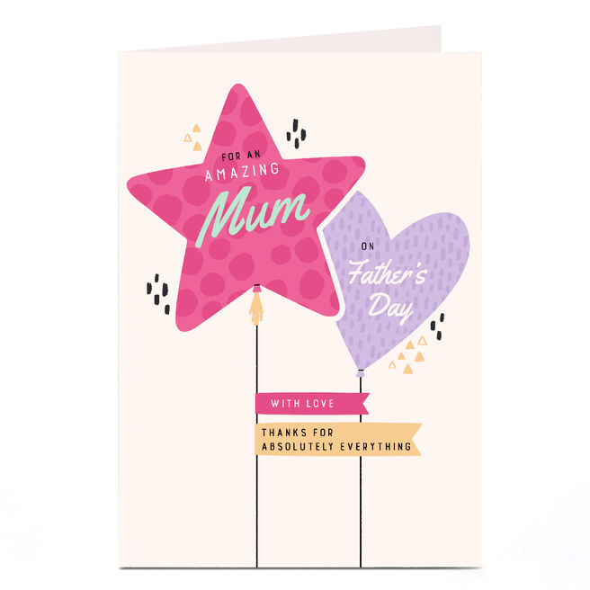 Personalised Father's Day Card - Star and Heart Balloons