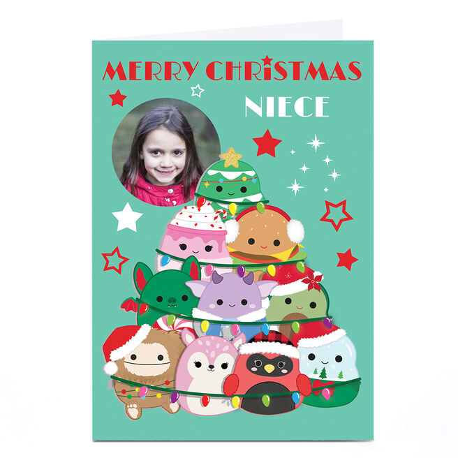 Photo Squishmallows Christmas Card - Cute Character Tree, Niece
