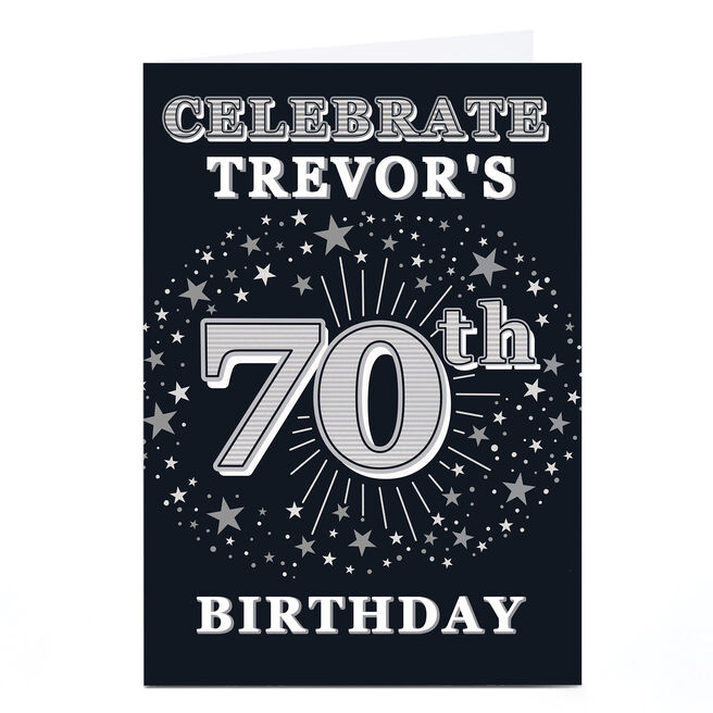 Personalised 70th Birthday Invitation - Silver Stars