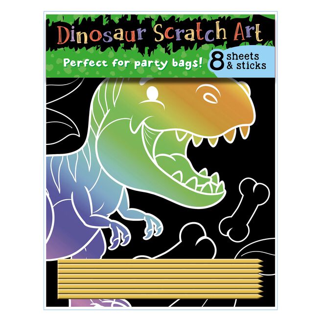 Dinosaur Scratch Art - 8 Sheets & Scratch Tools