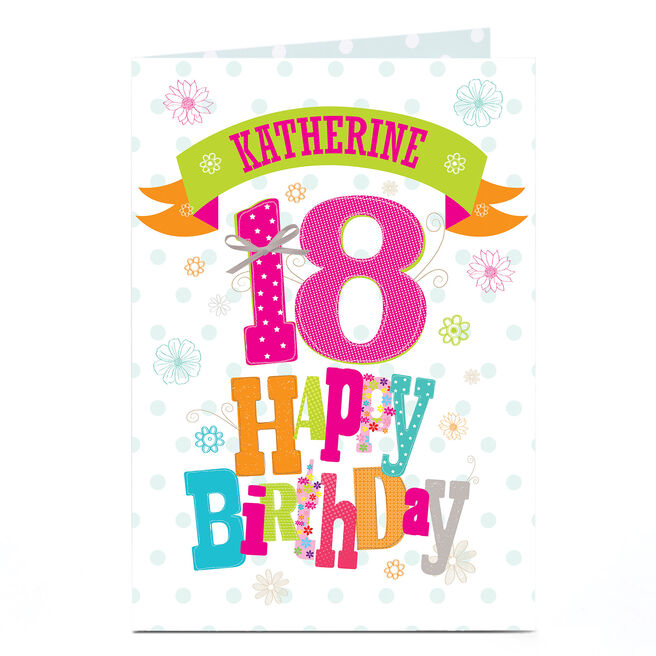 Personalised 18th Birthday Card - Bright Floral