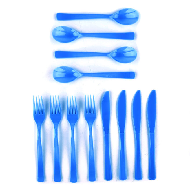 Blue Plastic Cutlery Set - 18 Pieces