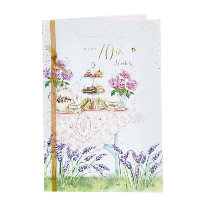 70th Birthday Card - Sister Afternoon Tea