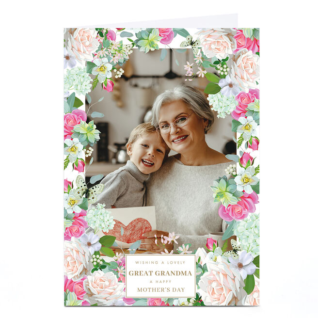 Photo Mother's Day Card - Floral Border, Great Grandma