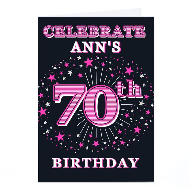 Personalised 70th Birthday Invitation - Pink Stars