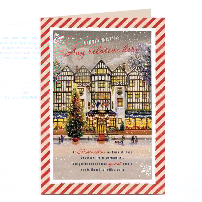 Personalised Christmas Card - Tudor Festive Village Scene, Any Name
