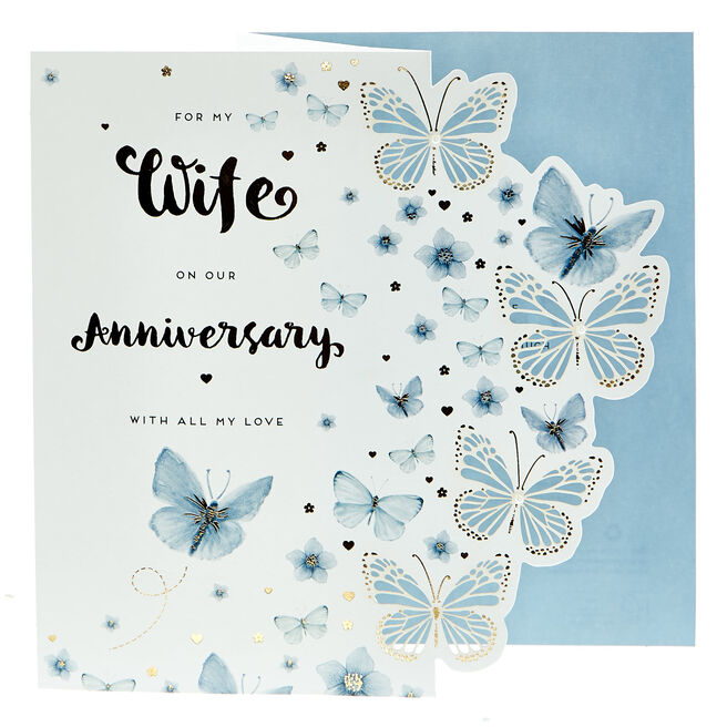 3D Anniversary Card - For My Wife, Butterflies
