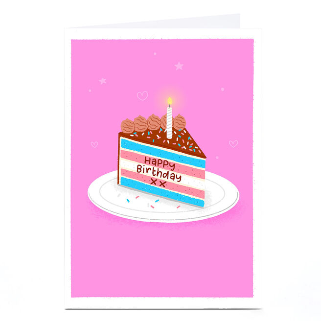 Personalised Blue Kiwi Birthday Card - Cake, Transgender Pride Flag