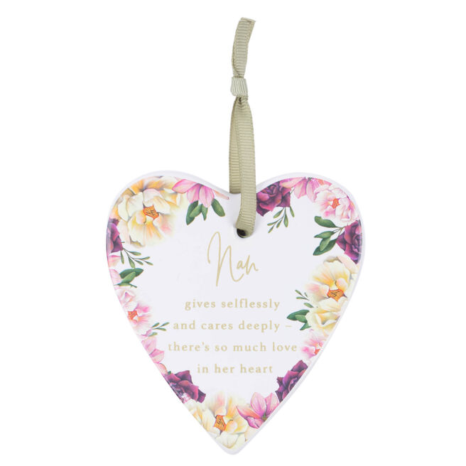 Nan Sentimental Floral Heart Hanging Plaque