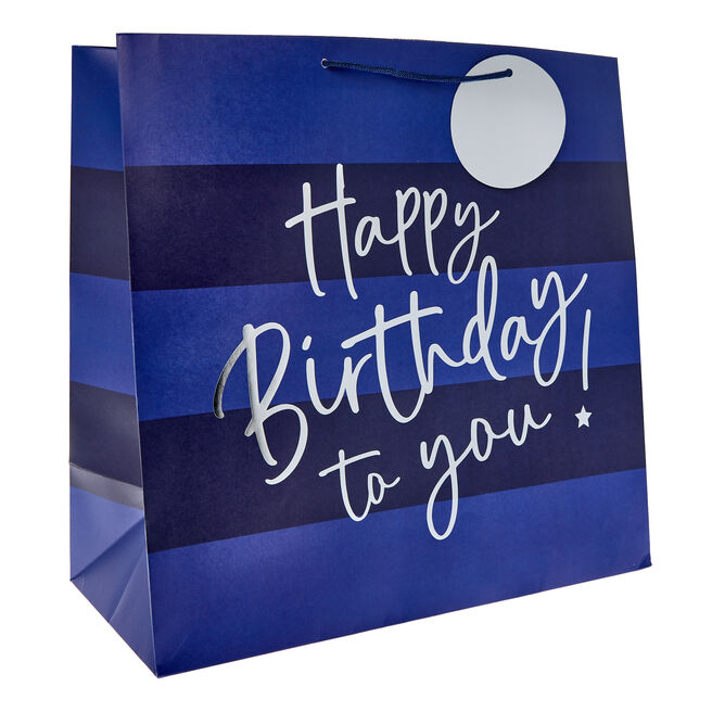 Blue Happy Birthday Giant Square Gift Bag