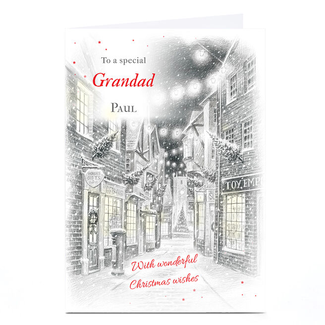 Personalised Christmas Card -  Traditional Street Scene, Grandad