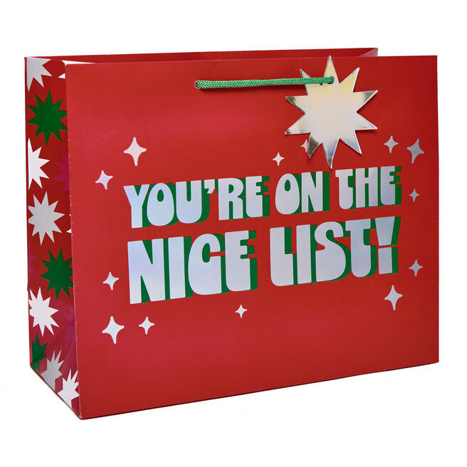 On The Nice List Large Landscape Christmas Gift Bag