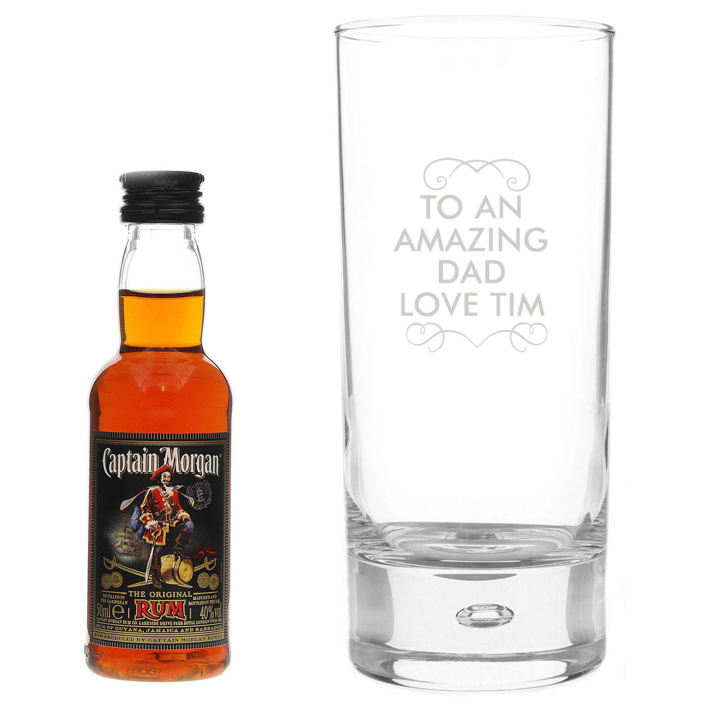 Buy Captain Rum Bottle & Personalised Glass Gift Set for GBP 19.