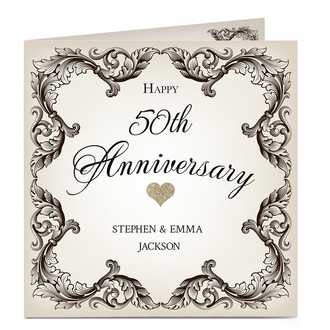 50th Wedding Anniversary Cards, Personalised Golden Wedding Anniversary