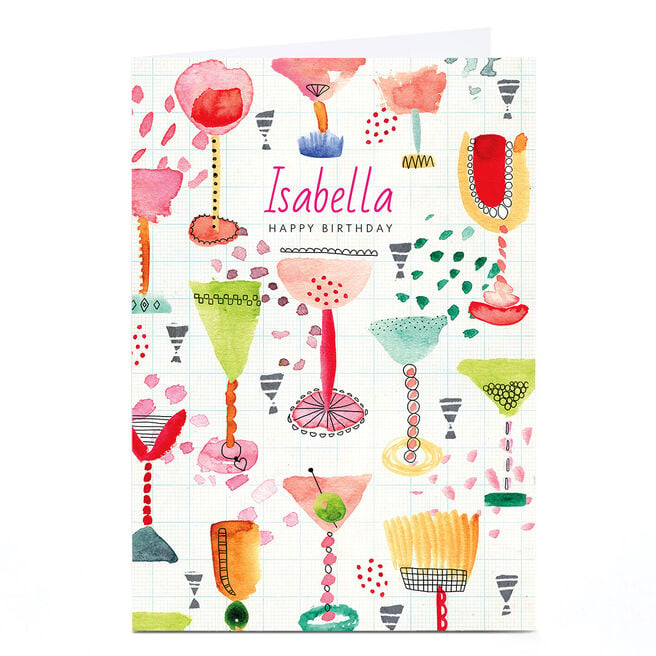 Personalised Rebecca Prinn Birthday Card - Cocktails