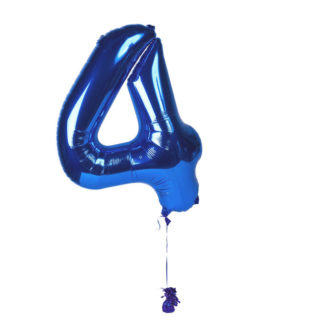 Large Blue Number 4 Inflated Balloon Arrangement