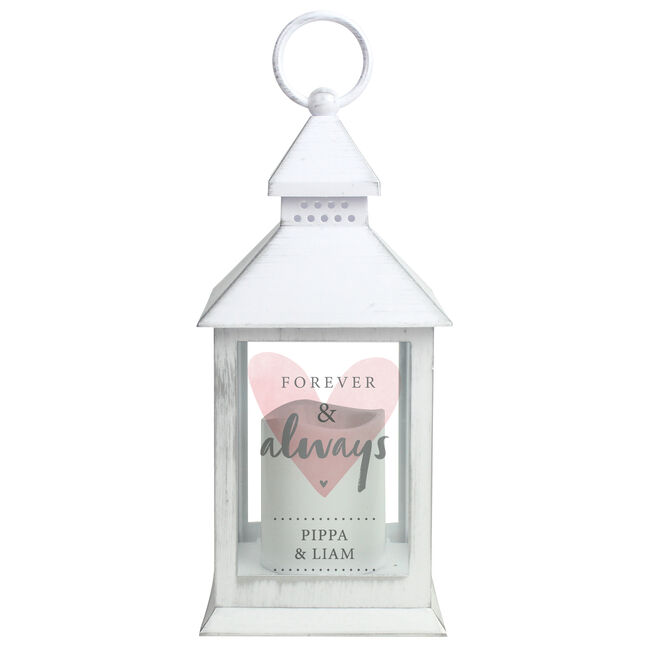 Personalised White LED Lantern - Forever & Always