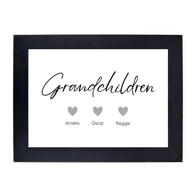 Personalised Family Print - 3 Grandchildren Hearts