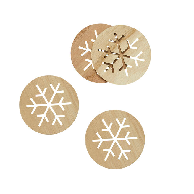 Snowflake Wooden Coasters - Pack of 4