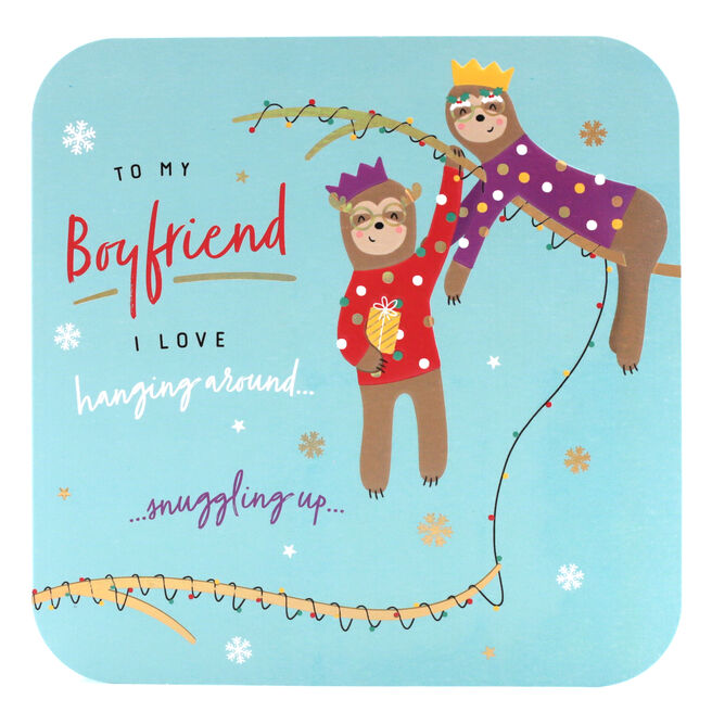 Christmas Card - Boyfriend, Cute Sloths