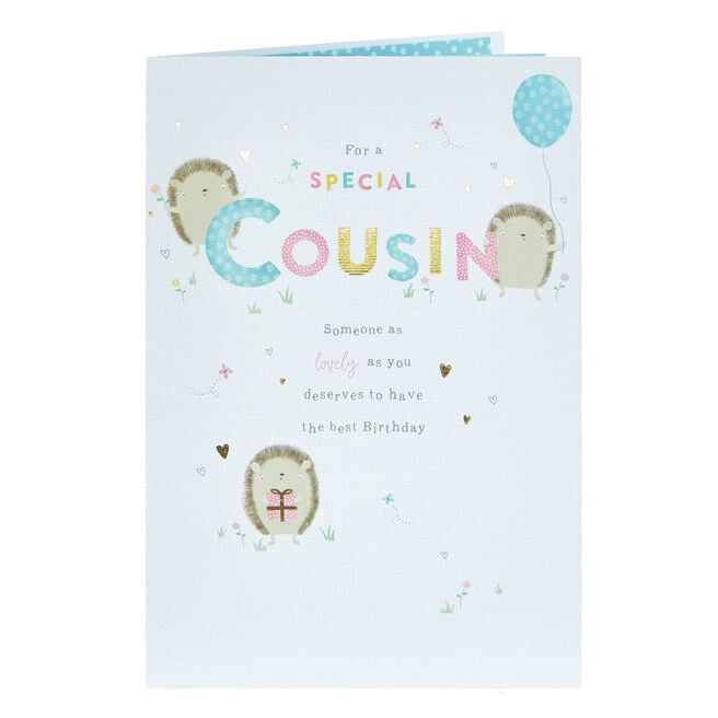 Birthday Card - Special Cousin Hedgehogs