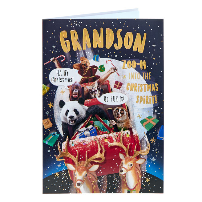 Grandson Animal Humour Christmas Card